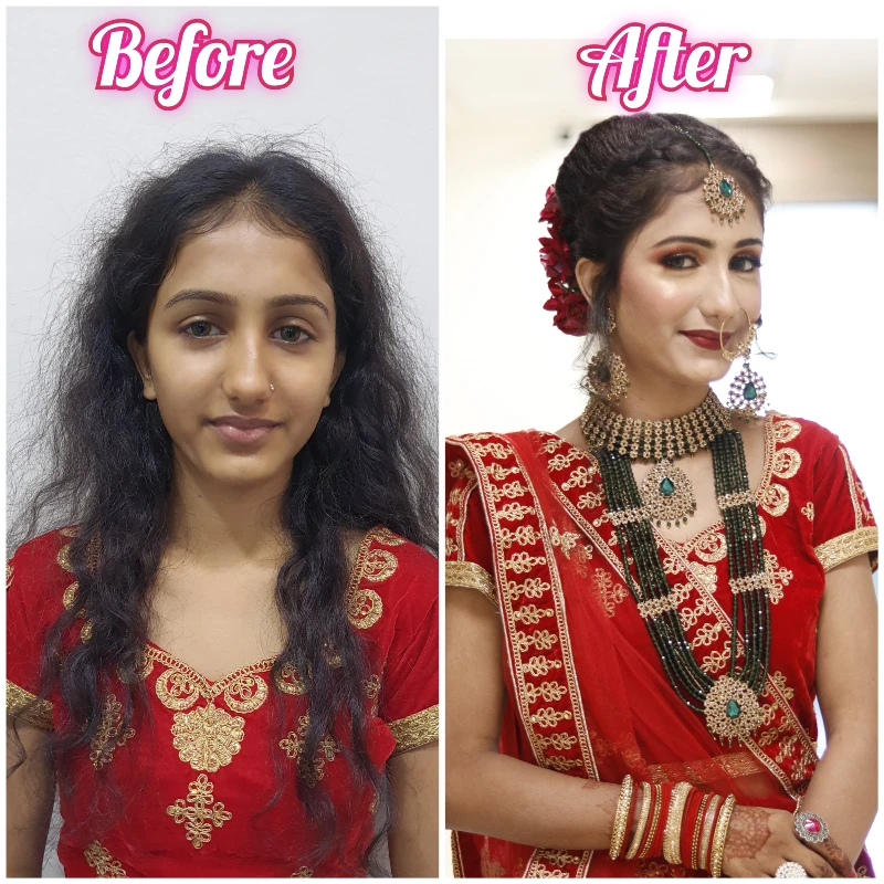 Before & After North Indian Bridal Makeup by Anika Makeup Artist