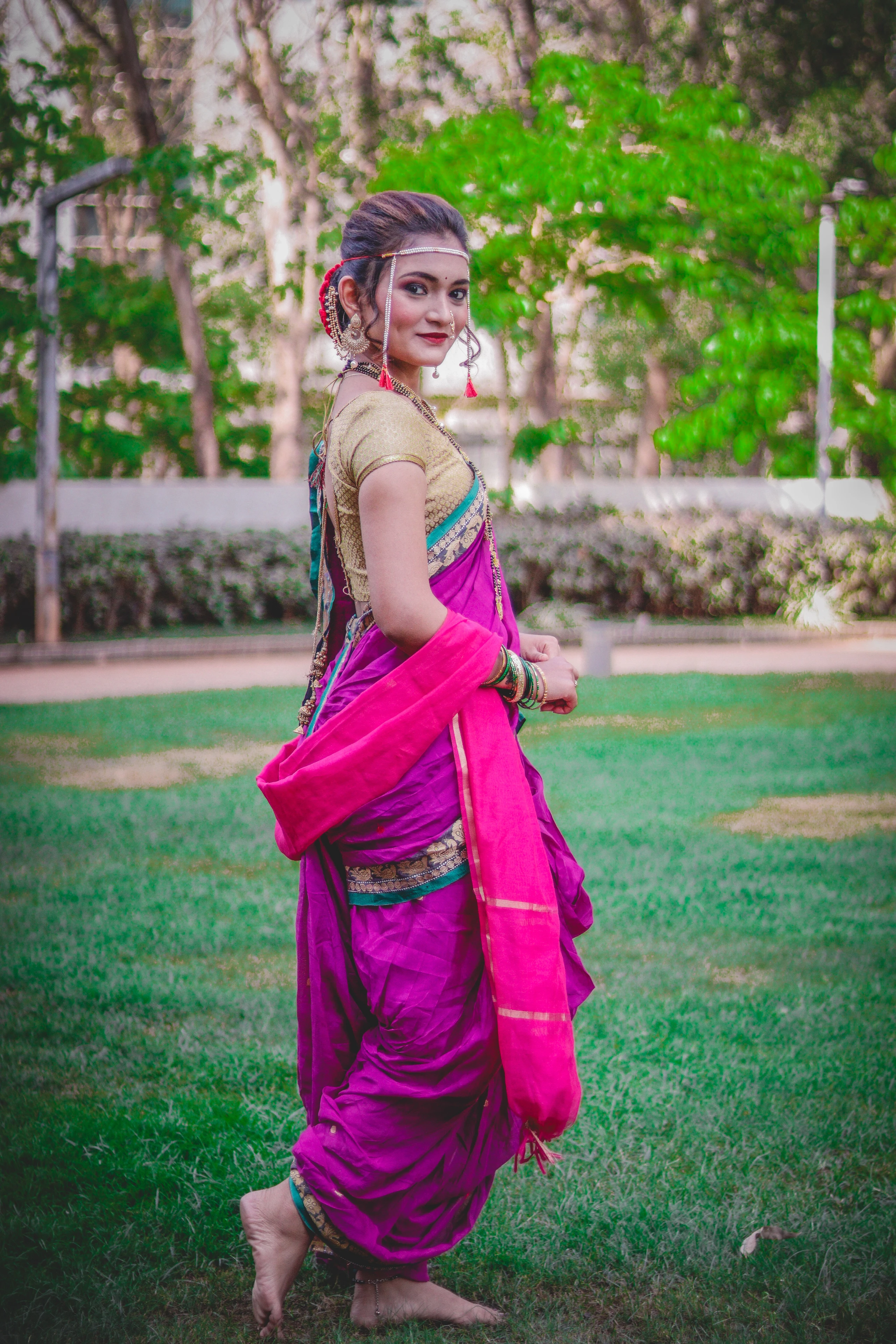 Bride in Maharashtrian Nauvari Saree